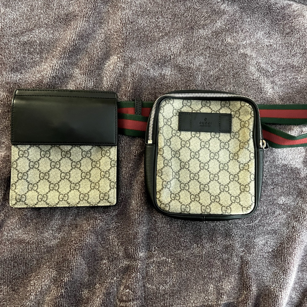Gucci Supreme double waist bag